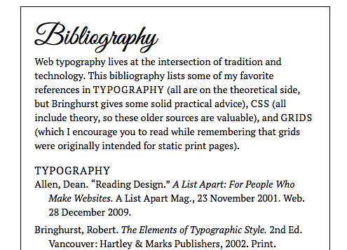 Bibliography with PT Serif
